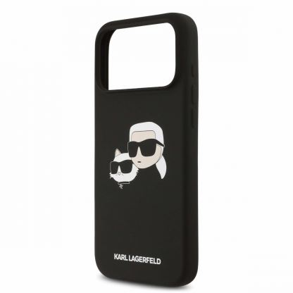 Дизайнерски силиконов кейс с MagSafe за iPhone 17 Pro Max - Karl Lagerfeld Liquid Silicone Double Heads MagSafe Case (черен) 5