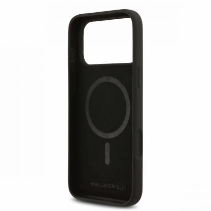 Дизайнерски силиконов кейс с MagSafe за iPhone 17 Pro Max - Karl Lagerfeld Liquid Silicone Double Heads MagSafe Case (черен) 6