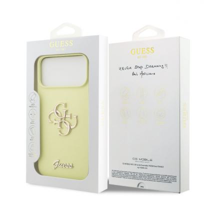 Силиконов (TPU) калъф за iPhone 17 Pro Max - Guess Liquid Silicone 4G Metal Logo Case (жълт) 7