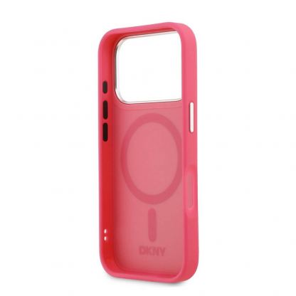 Дизайнерски кожен кейс с MagSafe и връзка за носене за iPhone 17 Pro - DKNY PU Leather Metal Logo Wrist Chain MagSafe Case (розов) 6