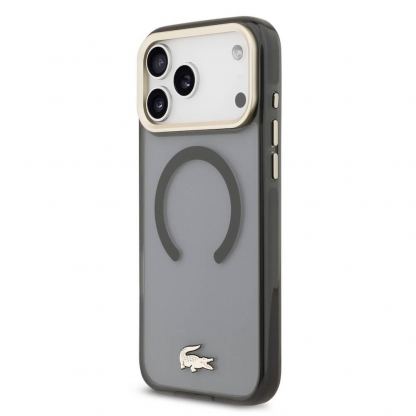 Дизайнерски xибриден кейс с висока степен на защита с MagSafe за iPhone 17 Pro Max - Lacoste Hybrid Frosted Finish Gold Logo MagSafe Case (черен-прозрачен) 2