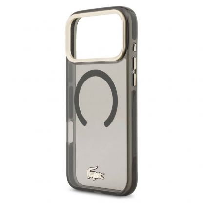 Дизайнерски xибриден кейс с висока степен на защита с MagSafe за iPhone 17 Pro Max - Lacoste Hybrid Frosted Finish Gold Logo MagSafe Case (черен-прозрачен) 6