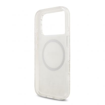 Хибриден удароустойчив кейс с MagSafe и връзка за ръка за iPhone 17 Pro - Guess IML Flowers Allover Strap MagSafe Case (бял) 5