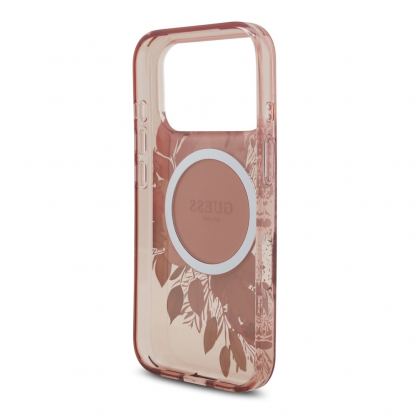 Хибриден удароустойчив кейс с MagSafe и връзка за ръка за iPhone 17 Pro - Guess IML Flowers Pearl MagSafe Case (розов) 5