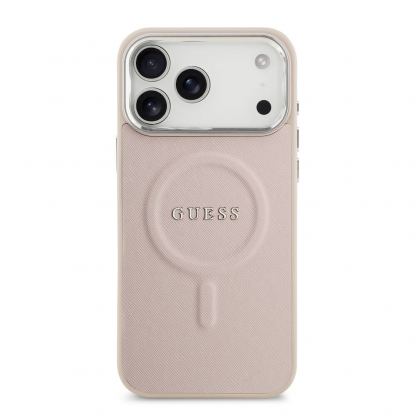 Дизайнерски кожен кейс с MagSafe за iPhone 17 Pro - Guess PU Saffiano MagSafe Leather Hard Case (розов) 3