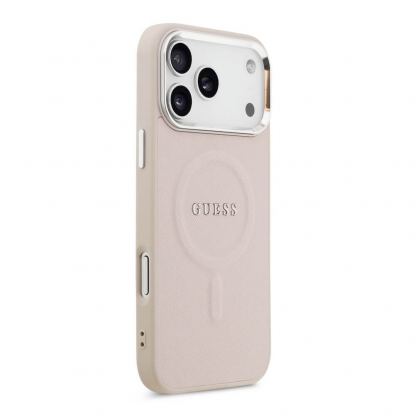 Дизайнерски кожен кейс с MagSafe за iPhone 17 Pro - Guess PU Saffiano MagSafe Leather Hard Case (розов) 4