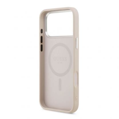 Дизайнерски кожен кейс с MagSafe за iPhone 17 Pro - Guess PU Saffiano MagSafe Leather Hard Case (розов) 6