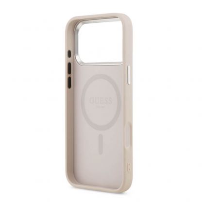 Дизайнерски кожен кейс с MagSafe за iPhone 17 Pro - Guess PU Triangle Logo MagSafe Case (розов) 6