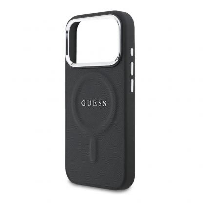 Дизайнерски кожен кейс с MagSafe за iPhone 17 Pro - Guess PU Saffiano MagSafe Leather Hard Case (черен) 5