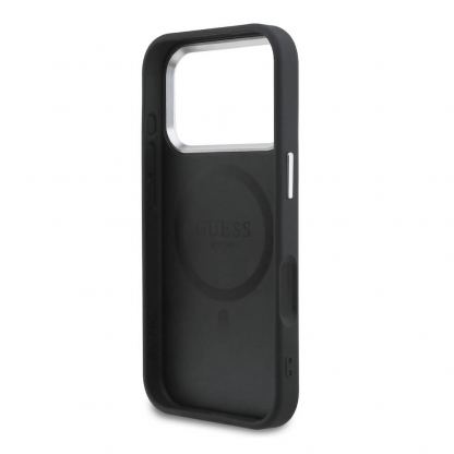 Дизайнерски кожен кейс с MagSafe за iPhone 17 Pro - Guess PU Saffiano MagSafe Leather Hard Case (черен) 6