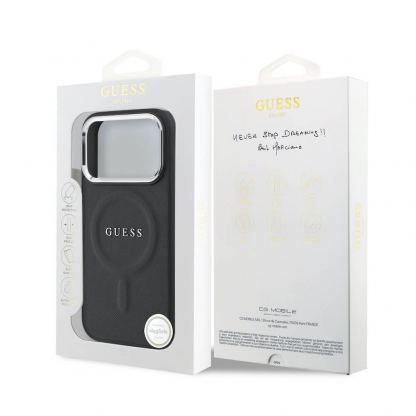 Дизайнерски кожен кейс с MagSafe за iPhone 17 Pro - Guess PU Saffiano MagSafe Leather Hard Case (черен) 7