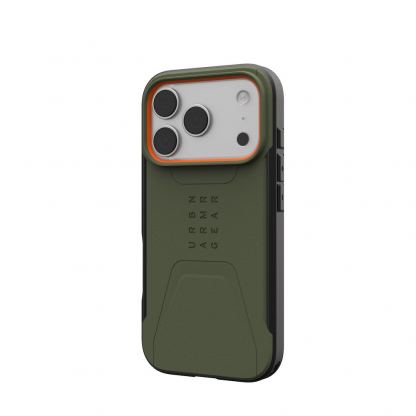 Удароустойчив хибриден кейс с MagSafe за iPhone 17 Pro - Urban Armor Gear Civilian MagSafe Case (зелен-оранжев) 5