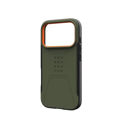 Удароустойчив хибриден кейс с MagSafe за iPhone 17 Pro - Urban Armor Gear Civilian MagSafe Case (зелен-оранжев) 12