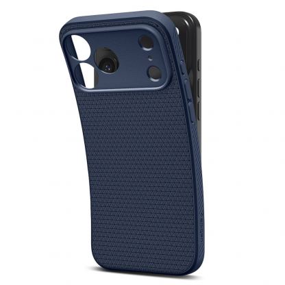 Удароустойчив силиконов (TPU) калъф за iPhone 17 Pro  - Spigen Liquid Air Case (тъмносин) 6