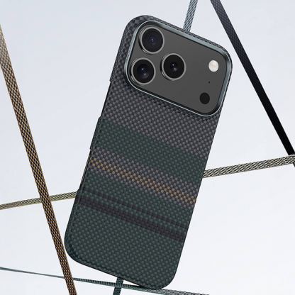 Кевларен кейс с MagSafe за iPhone 17 Pro Max - Benks Armor Air Aurora Kevlar Case 600D (черен-зелен) 6