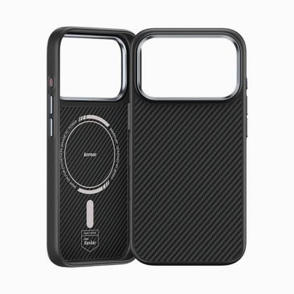 Удароустойчив кевларен кейс с MagSafe за iPhone 17 Pro - Benks Magnetic Armor Pro Kevlar Case Metal Frame Camera Control Case 600D (черен) 3