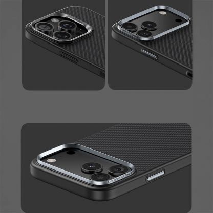 Удароустойчив кевларен кейс с MagSafe за iPhone 17 Pro - Benks Magnetic Armor Pro Kevlar Case Metal Frame Camera Control Case 600D (черен) 9