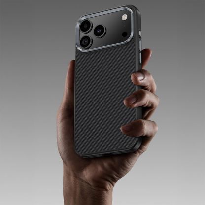 Удароустойчив кевларен кейс с MagSafe за iPhone 17 Pro Max - Benks Magnetic Armor Pro Kevlar Case Metal Frame Camera Control Case 600D (черен) 10