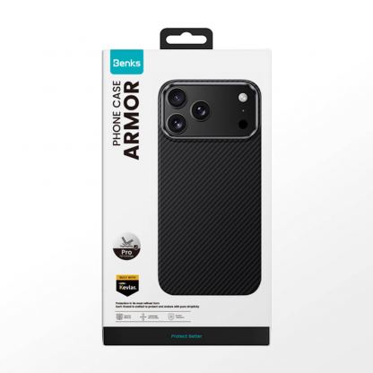 Удароустойчив кевларен кейс с MagSafe за iPhone 17 Pro Max - Benks Magnetic Armor Pro Kevlar Case Metal Frame Camera Control Case 600D (черен) 13