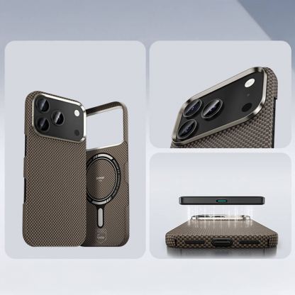 Кевларен кейс с MagSafe за iPhone 17 Pro - Benks Magnetic Armor Tint Kevlar Case 1000D (златист) 8