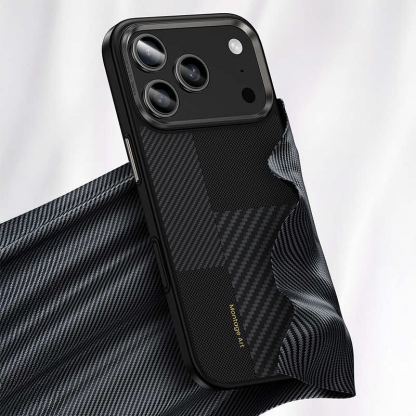 Удароустойчив кевларен кейс с MagSafe за iPhone 17 Pro - Benks Montage Magnetic Armor Pro Kevlar Metal Frame Case 600D and 1500D (черен) 8