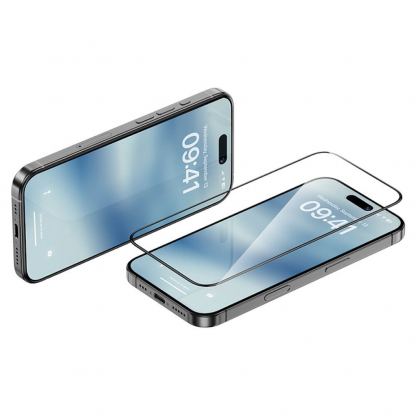 Калено стъклено защитно покритие за дисплея на iPhone 17, iPhone 16 Pro - Benks Air Shield HD Full Screen Tempered Glass (черен-прозрачен) 2