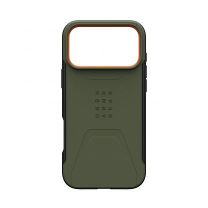 Удароустойчив хибриден кейс с MagSafe за iPhone 17 Pro Max - Urban Armor Gear Civilian MagSafe Case (зелен-оранжев) 11