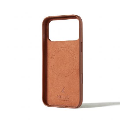Премиум кожен (естествена кожа) кейс с MagSafe за iPhone 17 Pro Max - Mujjo Full Leather MagSafe Case (кафяв) 2