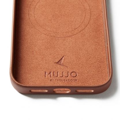 Премиум кожен (естествена кожа) кейс с MagSafe за iPhone 17 Pro Max - Mujjo Full Leather MagSafe Case (кафяв) 4