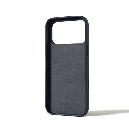 Премиум кожен (естествена кожа) кейс с MagSafe за iPhone 17 Pro Max - Mujjo Full Leather MagSafe Case (тъмносин) 2