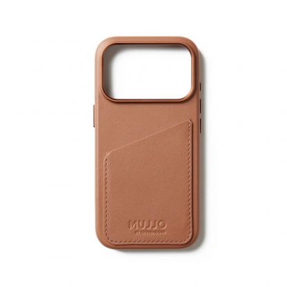 Премиум кожен (естествена кожа) кейс с MagSafe за iPhone 17 Pro - Mujjo Full Leather MagSafe Wallet Case (кафяв) 5