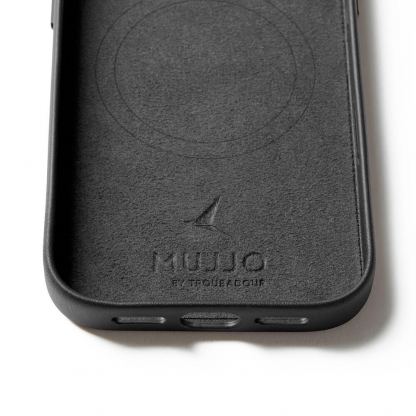 Премиум кожен (естествена кожа) кейс с MagSafe за iPhone 17 Pro - Mujjo Full Leather MagSafe Case (черен) 4