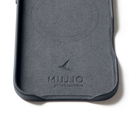 Премиум кожен (естествена кожа) кейс с MagSafe за iPhone 17 Air - Mujjo Full Leather MagSafe Case (тъмносин) 4