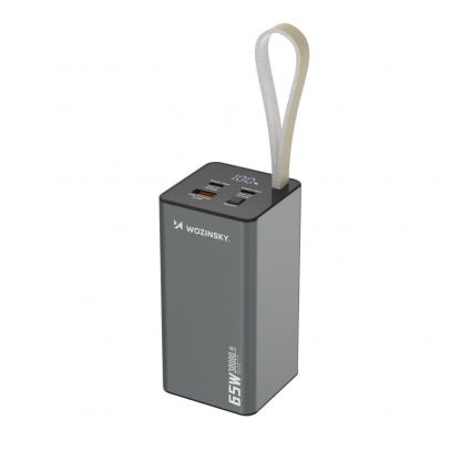 Външна батерия с 1xUSB-A, 2xUSB-C и технология за бързо зареждане - Wozinsky K65 Plus Power Bank 30000 mAh 65W (тъмносив) 2
