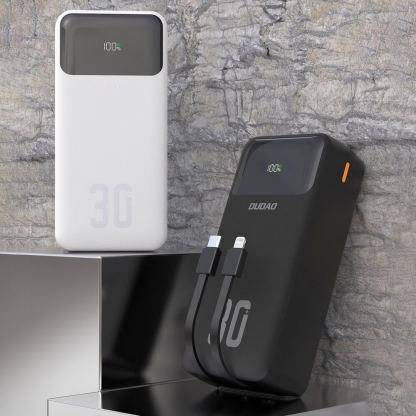 Външна батерия с вградени USB-C и Lightning кабели и USB-C, USB-A портове и технология за бързо зареждане - Dudao K15MAX Power Bank With Build-in Cables 22.5W 30000 mAh (черен) 3
