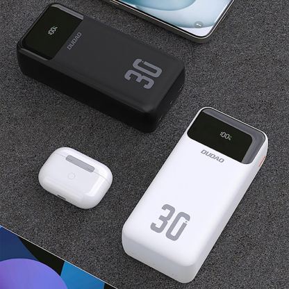 Външна батерия с вградени USB-C и Lightning кабели и USB-C, USB-A портове и технология за бързо зареждане - Dudao K15MAX Power Bank With Build-in Cables 22.5W 30000 mAh (черен) 6