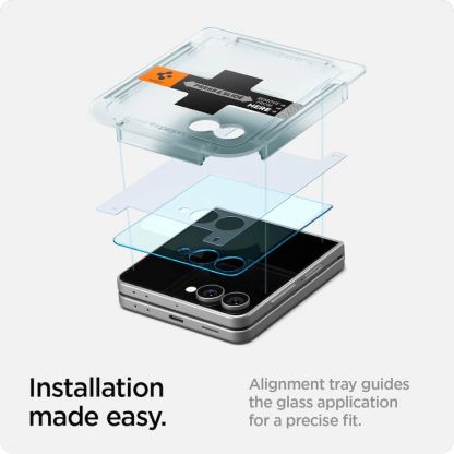 2 броя стъклени защитни покрития за дисплея на Samsung Galaxy Z Flip7 - Spigen Glas.tR EZ Fit Tempered Glass 2 Pack (прозрачно) 11