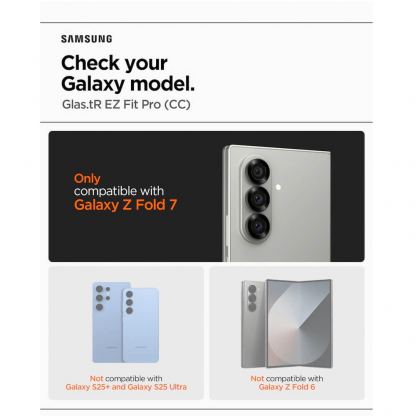 2 броя стъклени защитни покрития за дисплея на Samsung Galaxy Z Fold7 - Spigen Glas.tR EZ Fit Pro Tempered Glass 2 Pack (прозрачен) 11
