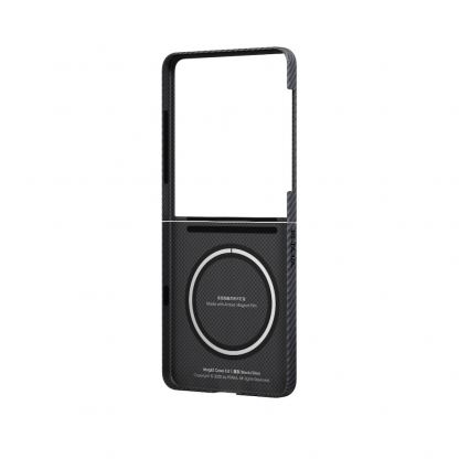 Кевларен кейс с MagSafe за Samsung Galaxy Z Flip7  - Pitaka Ultra Slim Aramid Fiber MagSafe Case 1500D (черен-сив) 3
