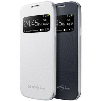 Samsung S-View Cover - оригинален кожен калъф за Samsung Galaxy S4 mini i9195 (черен) 2