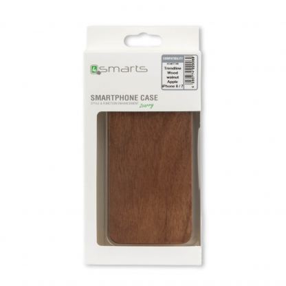 4smarts Clip-On Cover Trendline Wood - поликарбонатов кейс с гръб от истинско дърво за iPhone SE 2020, iPhone 7, iPhone 8 (орех) 2