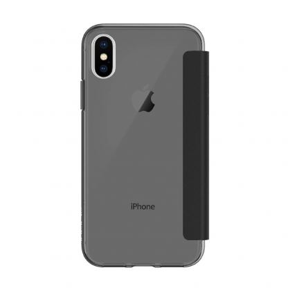 Incipio NGP Folio Case - удароустойчив хоризонтален кожен калъф, тип портфейл за iPhone XS, iPhone X (черен-тъмнопрозрачен) 3