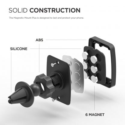 Elago M Car Magnetic Mount Plus - магнитна поставка за радиатора на кола за смартфони (черна) 2