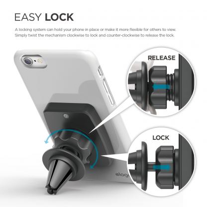Elago M Car Magnetic Mount Plus - магнитна поставка за радиатора на кола за смартфони (черна) 4