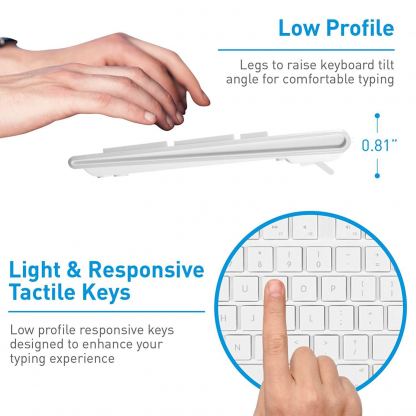 Macally 103 Key Full-Size USB Keyboard with Short-Cut Keys - USB клавиатура оптимизирана за MacBook (бял) 5