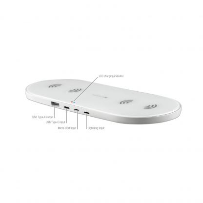 4smarts Inductive Charger VoltBeam All In 2x5W - двойна поставка (пад) за безжично захранване за QI съвместими устройства (бял) 4