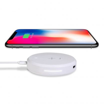 Torrii Bolt Wireless Charging Hub - поставка (пад) за безжично захранване за QI съвместими устройства и зареждане на до още 3 устройства чрез кабел (бял) 2