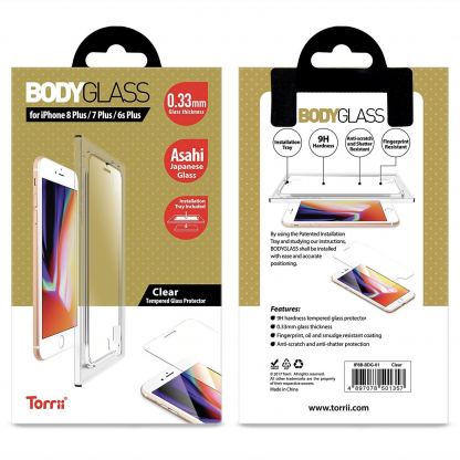 Torrii BodyGlass 2.5D Glass - калено стъклено защитно покритие за iPhone 8 Plus, iPhone 7 Plus, iPhone 6S Plus, iPhone 6 Plus (прозрачен) 4