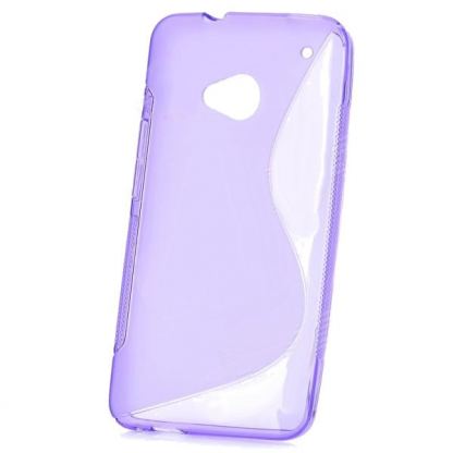 S-Line Cover Case - силиконов калъф за HTC ONE (лилав-прозрачен) 2