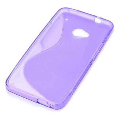 S-Line Cover Case - силиконов калъф за HTC ONE (лилав-прозрачен) 3
